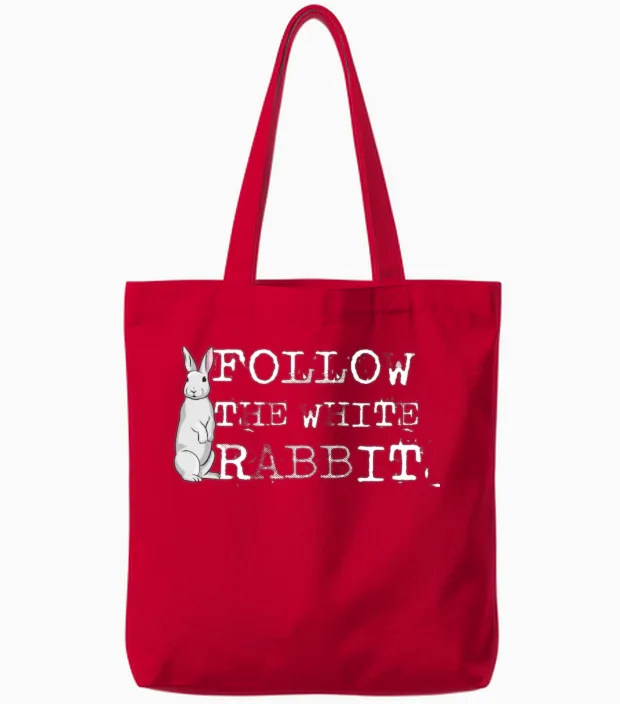 Follow the White Rabbit - Gift Tote Bags in Red