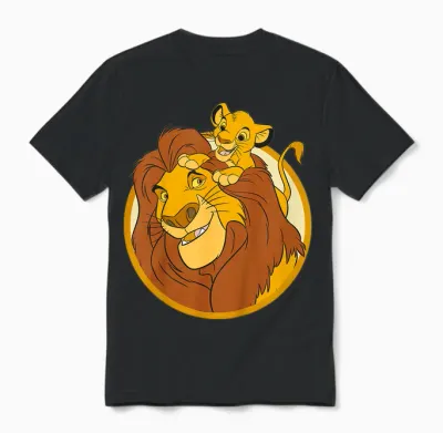 Kinder the Lion King Mufasa and Simba Unisex T-Shirt - Black