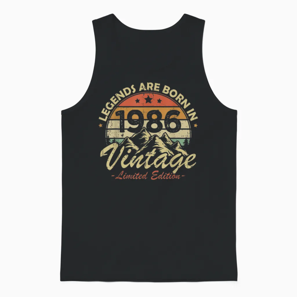 Legends Are Born in 1986 Birthday Gift 40 Years Unisex Tank Top in Black