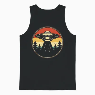 Ufo Alien Vintage Retro Unisex Tank Top - Black