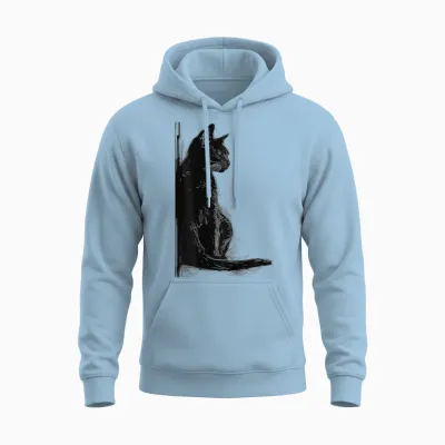 Katze Abstrakte Zeichnung Kunst Tier Illustration Grafik Katze Unisex Hoodie - Light Blue