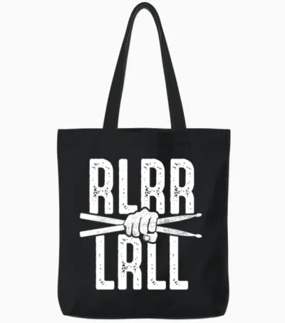 Rudimento Rlrr Lrll Drummer Paradiddle Rock Music Tote Bags - Black