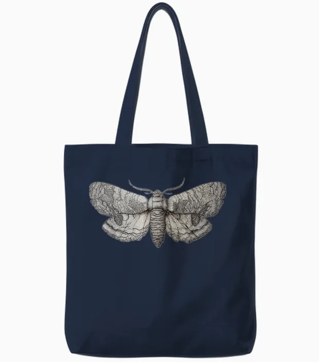 Butterfly Insects Vintage Tote Bags in Navy