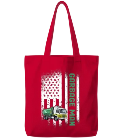 Garbage Man Us Flag Garbage Truck Tote Bags - Red