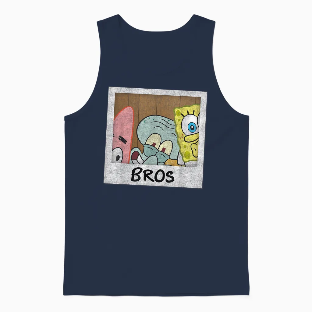Nickelodeon Mens Classic Nickelodeon Spongebob Squarepants Bros T Shirt, Black, Small Us Unisex Tank Top in Navy