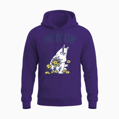 Kids Moomin Moomintroll Flowers Kids T-Shirt, White, 2 Unisex Hoodie - Purple