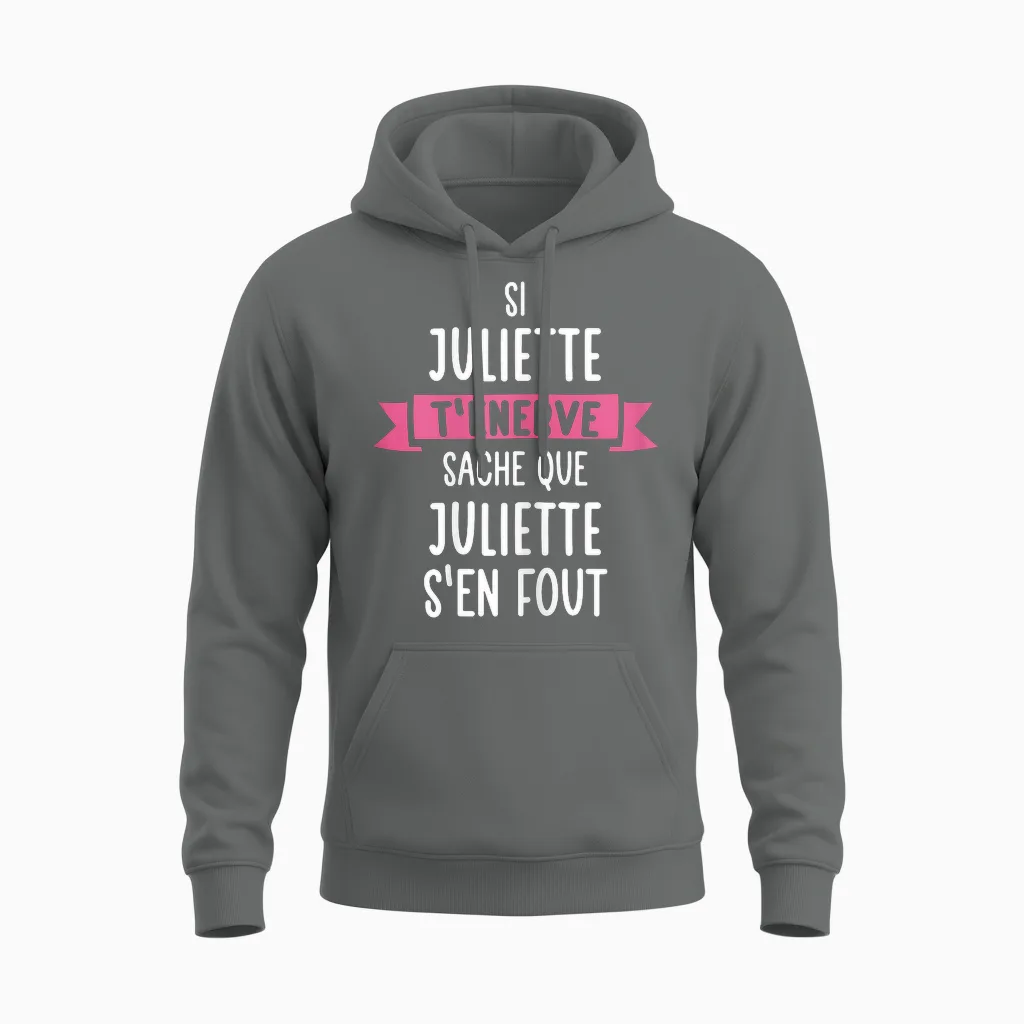 Gift Woman Humour Name Personalised Juliette T-Shirt, Black, Female X-Small Unisex Hoodie in Graphite Heather