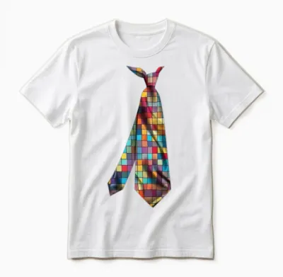 Colorful Printed Necktie T Shirt Design Mosaic Unisex T-Shirt - White