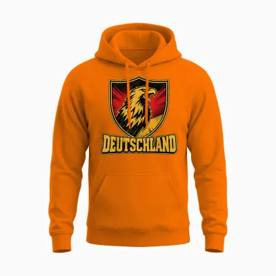 Deutschland Adler - Fan Design Schwarz Rot Gold Unisex Hoodie - Safety Orange