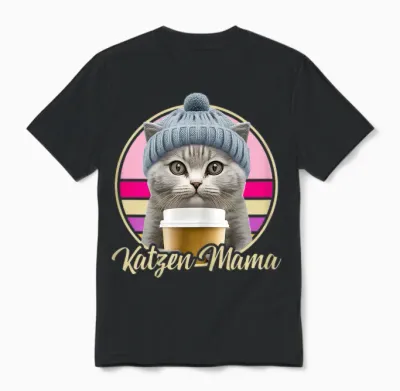 Lustige Katzen Mama Retro Outfit Kostüm Katzen Mutter Mamas Unisex T-Shirt - Black