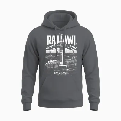 Casablanca Morocco Rajjawi Fusion in Boston T-Shirt, Black, S Unisex Hoodie - Charcoal