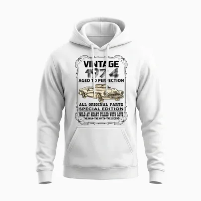 Vintage 1974-Aged to Perfection Unisex Hoodie - White