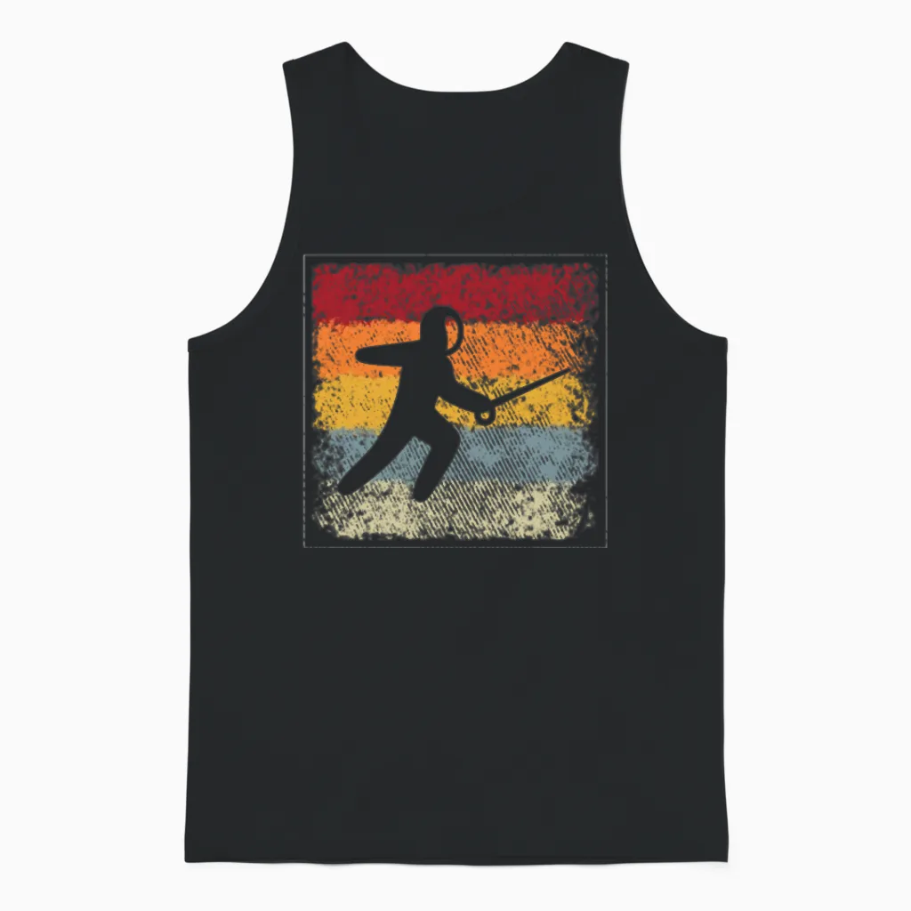 Fencing Retro Unisex Tank Top in Black