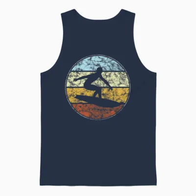 Surfing Retro Unisex Tank Top - Navy