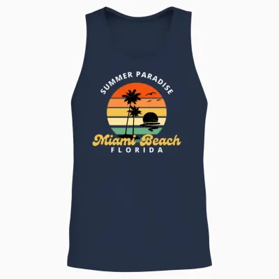 Miami Beach Unisex Tank Top - Navy