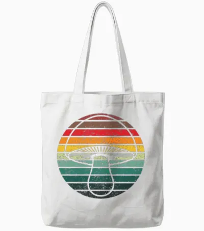 Retro Layers Mushroom Tote Bags - White