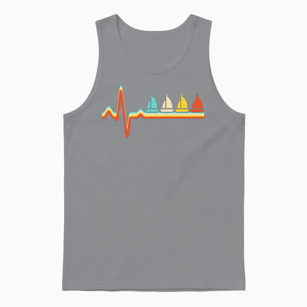 Sailing Retro Heartbeat Unisex Tank Top in Sport Grey