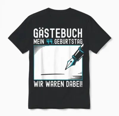 44. Geburtstag Geschenk Mann Frau 44 Jahre Deko Lustig Unisex T-Shirt - Black