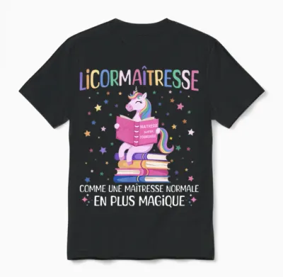 Licormaitresse Humour Maitresse Licorne Cadeau Enseignante Manche Longue Unisex T-Shirt - Black