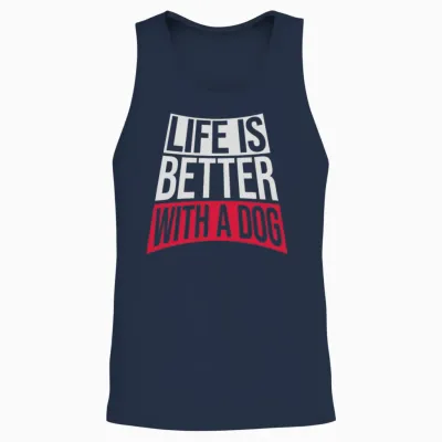 Better with a Dog Unisex Tank Top - Navy