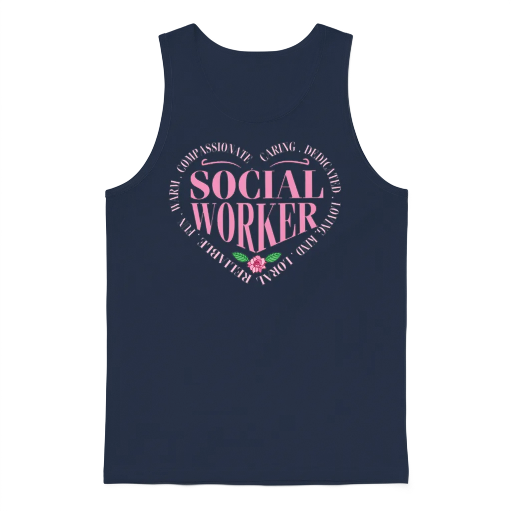 Social Worker Heart Graphic Unisex Tank Top - Navy