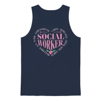 Social Worker Heart Graphic Unisex Tank Top - Navy – 1