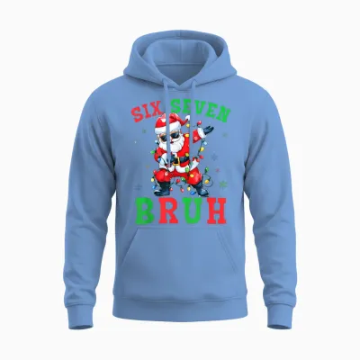 67 Christmas Six Seven Bruh Meme Santa Dabbing Christmas 6 7 Unisex Hoodie - Carolina Blue