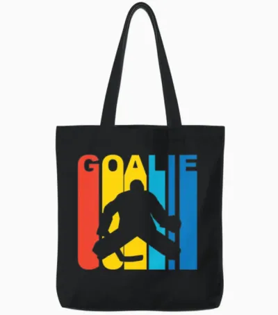 Retro Hockey Goalie Tote Bags - Black