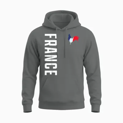 Frankreich Flagge Hahn Fan France Wappen Patriotisches Unisex Hoodie - Graphite Heather