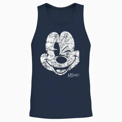 Mickey Mouse Beaten Face Unisex Tank Top - Navy