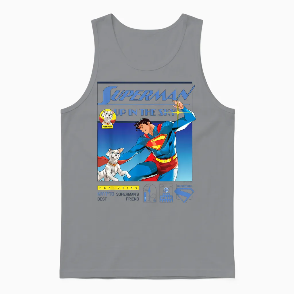 Superman (2025) Up in the Sky Featuring Krypto Unisex Tank Top in Sport Grey