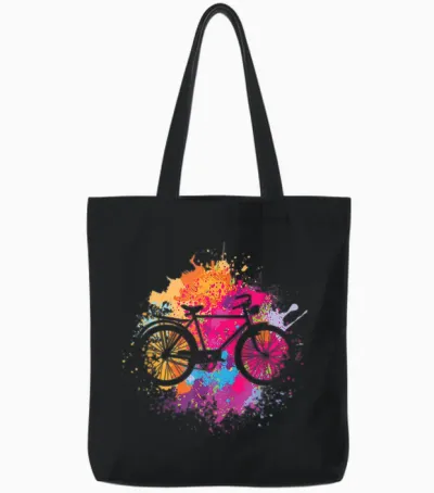 Vintage Bike with Splash Paint Tote Bags - Black