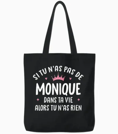 Woman Girlfriend Humour Personalized Gift Name Monique Tote Bags - Black