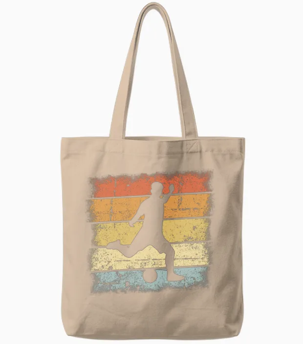 Football Retro Tote Bags in Natural