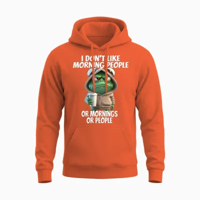 Funny Frog Design for I Don't Like Morning People Unisex Hoodie - Orange