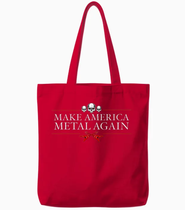Make America Metal Again Trump Rock Heavy Music Thrash Gift T-Shirt Small Tote Bags in Red