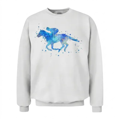 Horse Racing, Watercolor Horse Racing Unisex Sweatshirt - White