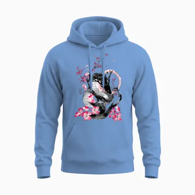 Japanese Aesthetic Dragon Tokyo Japan Manga Anime Asian 80's Unisex Hoodie - Carolina Blue