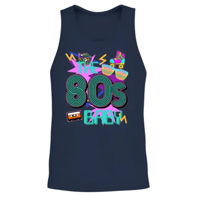 Retro 1980 80s Unisex Tank Top - Navy