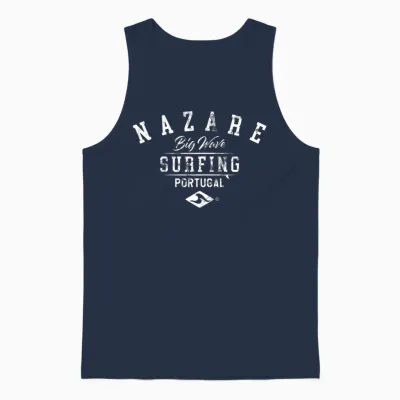 Nazare Big Wave Surfing Portugal Used Look Unisex Tank Top - Navy