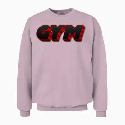 Bold Gym Text in Red and Black Unisex Sweatshirt - Light Pink