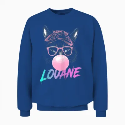 Louane - Cute Girl Name with Cute Cat Unisex Sweatshirt - Royal