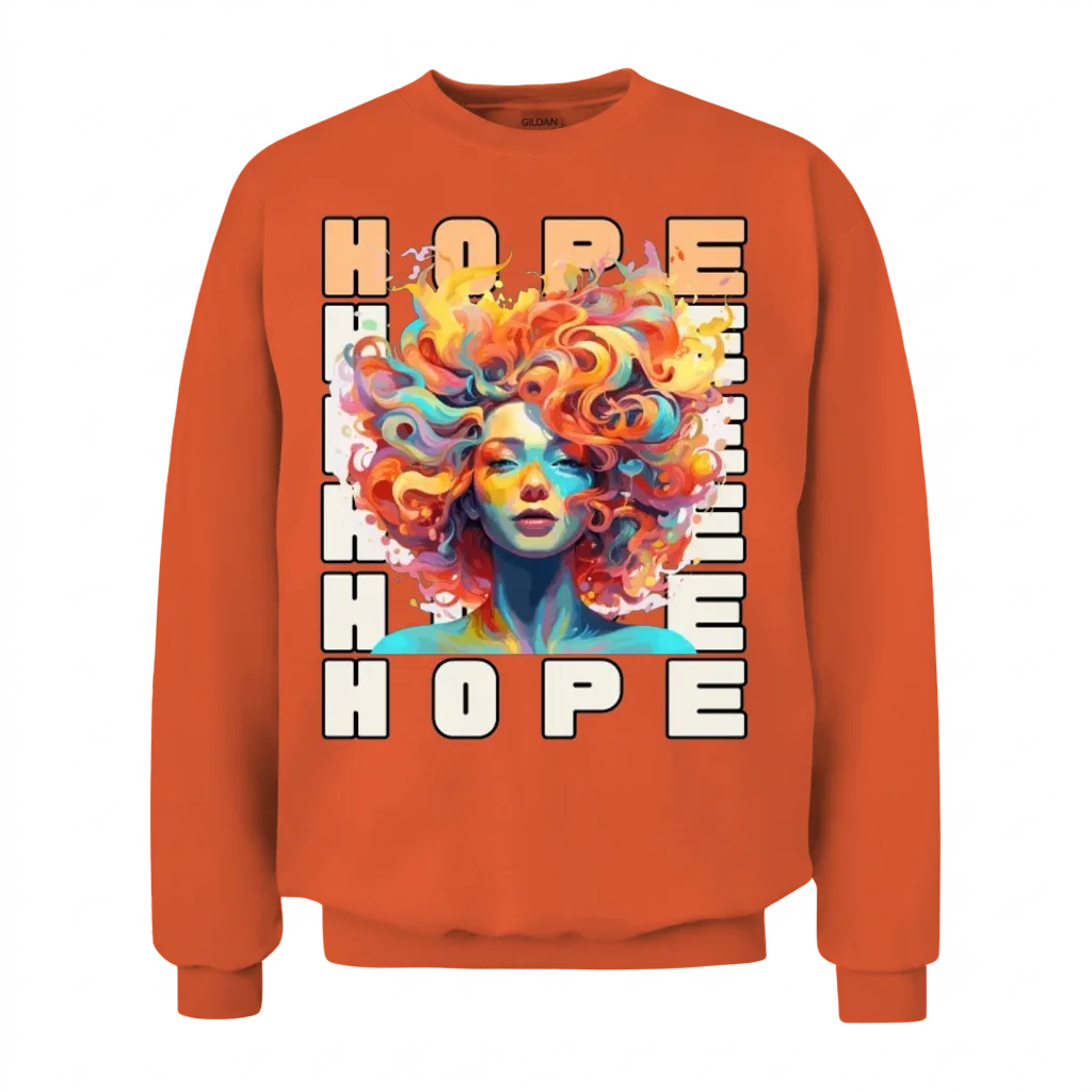 Glowing Women Head. Hope. Unisex Sweatshirt - Orange