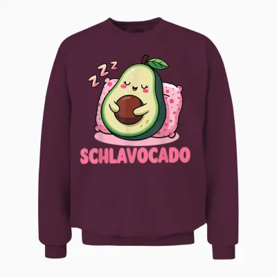Avocado Funny Women's Men's Sleep Shirt Official Pyjama T-Shirt, Black, S Unisex Sweatshirt - Maroon