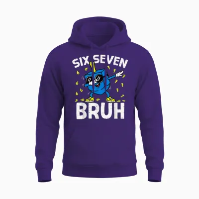 Boys Hanukkah 67 Six Seven Bruh Dabbing Dreidel Chanukah Kid Unisex Hoodie - Purple
