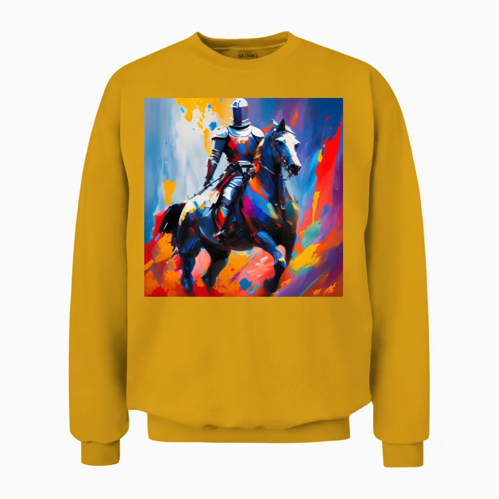 Knight on Horse Lovers Unisex Sweatshirt in Gold
