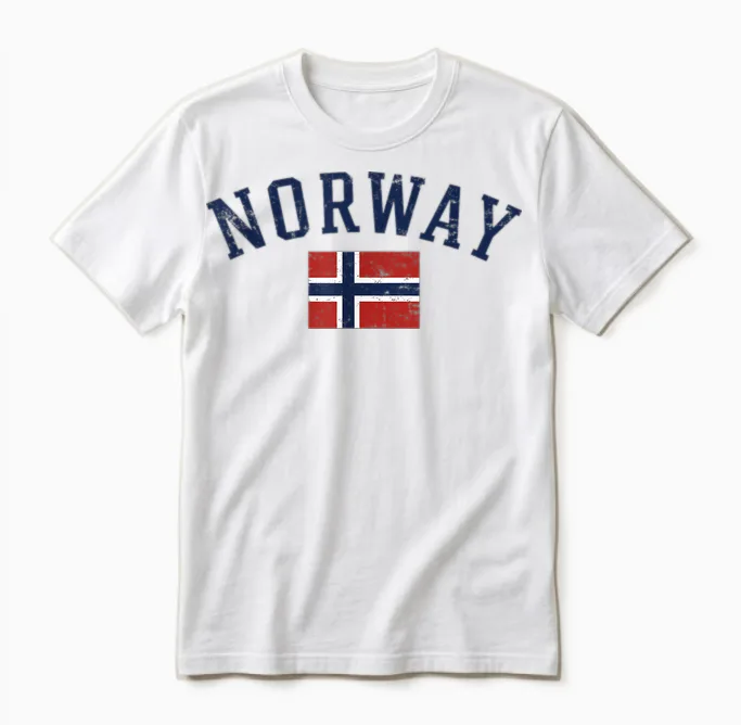 Norway Flag for Men Women Norwegian Scandinavian Pride Norge Unisex T-Shirt in White