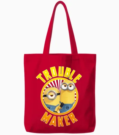 Minions Two Minions Trouble Maker Tote Bags - Red