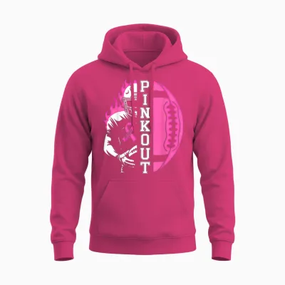 Football Pink Out Team Breast Cancer Unisex Hoodie - Heliconia