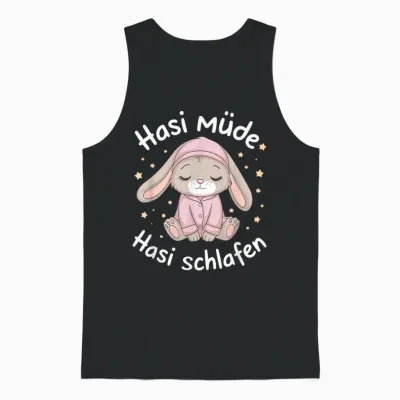 Hasi Tired Hasi Sleeping Shirt Rabbit Bunny T-Shirt, Black Unisex Tank Top - Black